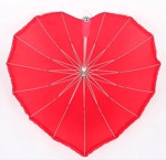 Paraply, hjerteparaply med flæser, rød 